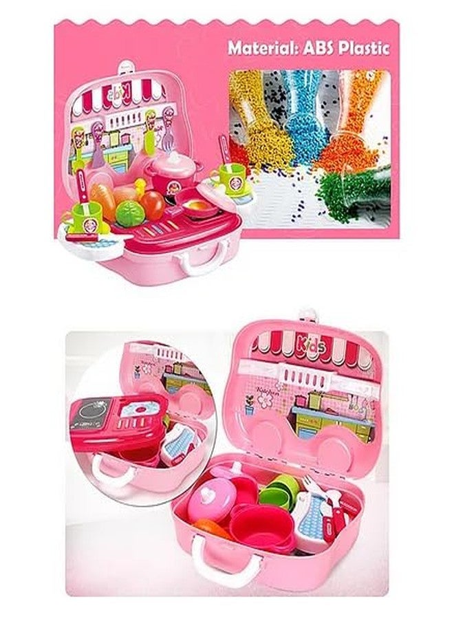 Toy Vibes Plastic Pretend Play Kitchen Pretend Play Realistic Cooking Action Modern Kitchen Set (Pink)(Pack of 3) - Image 5